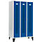 Schäfer Shop Select Kledinglocker, met geperforeerde rijen, 3 compartimenten, 400 mm, met poten, draaigrendelslot, deur gentiaanblauw