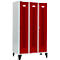 Schäfer Shop Select Kledinglocker, met geperforeerde rijen, 3 compartimenten, 400 mm, met poten, draaigrendelslot, Deur robijnrood