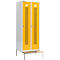Schäfer Shop Select Kledinglocker, met zitbank, 2 compartimenten, 400 mm, draaigrendelslot, Deur koolzaadgeel