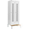 Schäfer Shop Select Kledinglocker, met zitbank, 2 compartimenten, 400 mm, draaigrendelslot, deur lichtgrijs