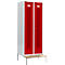 Schäfer Shop Select Kledinglocker, met zitbank, 2 compartimenten, 400 mm, draaigrendelslot, Deur robijnrood