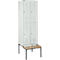 Schäfer Shop Select Kledinglocker, met zitbank, 2x2 compartimenten 300 mm, cilinderslot, deur lichtgrijs