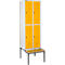 Schäfer Shop Select Kledinglocker, met zitbank, 2x2 compartimenten 300 mm, draaigrendelslot, lichtgrijs/geel