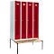 Schäfer Shop Select Kledinglocker, met zitbank, 4 compartimenten, 300 mm, cilinderslot, Deur robijnrood