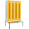 Schäfer Shop Select Kledinglocker, met zitbank, 4 compartimenten, 300 mm, draaigrendelslot, Deur koolzaadgeel
