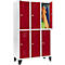 Schäfer Shop Select Kleiderspind, mit 3 x 2 Abteilen, 400 mm, mit Füßen, Zylinderschloss, Tür rubinrot