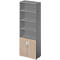 Schäfer Shop Select Kombischrank LOGIN, oben 4 Regale, unten 2 Ordnerhöhen mit Türen, B 800 x T 420 x H 2240 mm, graphi/Eiche