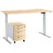 Schäfer Shop Select Komplettset Schreibtisch und Rollcontainer ERGO-T, einstufig höhenverstellbar, Tisch B 1600 mm, Ahorn-Dekor 