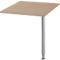 Vierkante tafel met licht houten blad en zilveren poot. Schroefvoet.