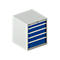 Schäfer Shop Select Ladekast 36-36, 5 laden, tot 200 kg, B 717 x D 725 x H 850 mm, lichtgrijs/enziumblauw, met een lengte tot 200 kg.