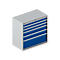 Schäfer Shop Select Ladekast 54-27, 6 laden, tot 75 kg, B 1023 x D 572 x D 572 x H 1000 mm, wit aluminium/enziumblauw, met een inhoud van maximaal 75 kg.