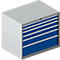 Schäfer Shop Select Ladekast 64-36, 7 laden, tot 200 kg, B 1193 x D 725 x D 1000 mm, wit alu/enziumblauw, tot 200 kg.