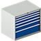 Schäfer Shop Select Ladekast 64-36, 7 laden, tot 200 kg, B 1193 x D 725 x H 1000 mm, lichtgrijs/enziumblauw, tot 200 kg.