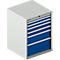 Schäfer Shop Select Ladekast WSK 54-36, staal, 7 laden, tot 200 kg, B 1023 x D 725 x H 1000 mm, lichtgrijs/gentiaanblauw