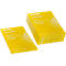 Gele laminatiehoezen, beschreven met productinformatie.