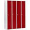 Schäfer Shop Select Locker con 4 compartimentos, cerradura de pestillo giratorio, gris claro/rojo