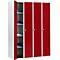 Schäfer Shop Select Locker con 4 compartimentos, cerradura de pestillo giratorio, gris claro/rojo