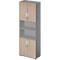 Schäfer Shop Select LOGIN armario combinado, arriba y abajo 2 alturas de archivo con puerta, balda central, An 800 x P 420 x Al 2240 mm,grafito/roble