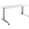 Schäfer Shop Select LOGIN bureau, handmatig in hoogte verstelbaar, C-poot, B 1200 x D 800 x H 660-820 mm, aluminium lichtgrijs/wit
