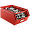 Schäfer Shop Select magazijnbak met open voorzijde en draagbeugel, staal, L 358 x B 211 x H 145 mm, 8,5 l, 60 kg, RAL 3000 (vuurrood)