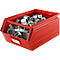 Schäfer Shop Select magazijnbak met open voorzijde en draagbeugel, staal, L 358 x B 211 x H 145 mm, 8,5 l, 60 kg, RAL 3000 (vuurrood)