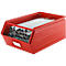 Schäfer Shop Select magazijnbak met open voorzijde, met draagbeugel, L 524 x B 307 x H 201 mm, 26 l, 120 kg, staal, RAL 3000 (vuurrood)
