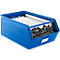 Schäfer Shop Select magazijnbak met open voorzijde, met draagbeugel, L 524 x B 307 x H 201 mm, 26 l, 120 kg, staal, RAL 5015 (hemelsblauw)