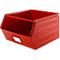 Schäfer Shop Select magazijnbak met open voorzijde, met draagbeugel, L 550 x B 458 x H 300 mm, 60 l, 130 kg, staal, RAL 3000 (vuurrood)