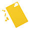 Yellow sheet with a cut-out square and other shapes. Triangle, circle, arrow, and rectangles.