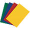 Fanned out sheets of green, blue, red, and yellow paper.