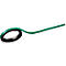 A green adhesive tape unrolling, with a black core and a green top.