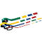 Various colored magnetic tapes and rectangular magnets.
