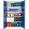 Schäfer Shop Select Materialschrank, abschließbar, 4 verzinkte Böden, 5 OH, B 1200 x T 400 x H 1935 mm, Stahl, lichtgrau/enzianblau