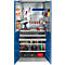 Schäfer Shop Select Materialschrank MSI 2409, mit Lochrasterwänden auf halber Höhe, mit 3 Fachböden & 2 Schubläden, B 950 x T 400 x H 1935 mm, lichtgrau/enzianblau