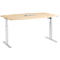 Schäfer Shop Select Mesa de reuniones ERGO-T, pata en T, forma de barca, módulo de conexiones, ajustable en altura eléctr. 1 nivel, An 2000x Al 718-1188 mm, arce 