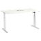 Schäfer Shop Select Mesa de reuniones ERGO-T, pata en T, forma de barca, módulo de conexiones, ajustable en altura eléctr. 1 nivel, An 2000x Al 718-1188 mm, blanco 