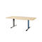 Schäfer Shop Select Mesa de reuniones Planova, forma de barca, 2000 x 1000/800 mm, acabado en arce, molduras decorativas azul genciana 