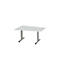 Schäfer Shop Select Mesa de reuniones Planova, forma de tonel, 1400 x 800/1000 mm, gris luminoso, molduras decorativas aluminio blanco 