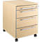 Beige rolling file cabinet with three drawers and silver handles.