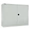 Gray cabinet with two doors and a black handle. The product is depicted against a neutral background.