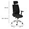 Black office chair with headrest, armrests, and silver base. Dimensions: 620 mm height, 430-540 mm seat height, 480 mm x 480 mm.