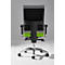 Office chair with black back, green seat, and silver base. Rear view against a neutral background.