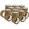 Pile of brown adhesive tapes. Some rolls are partially unrolled, showing the white interior.