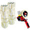 Tape rolls and a red tape dispenser. Stickers with lettering.