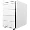 White mobile pedestal with four drawers. The container stands on black feet.