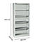 Grijze archiefkast met zes planken. Afmetingen: 1935 mm hoog, 800 mm breed, 400 mm diep.