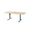 A beige conference table with metal legs, on a white background.