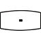 Rectangle with rounded corners, black border, and a small black square in the middle.