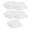 Plusieurs piles de pochettes de documents transparentes et blanches avec perforations.
