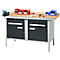 Schäfer Shop Select PWi 150-0 werkbank met kasten, beuken multiplexplaat, met stalen rand, tot 750 kg, B 1500 x D 700 x H 840 mm, antraciet/lichtgrijs